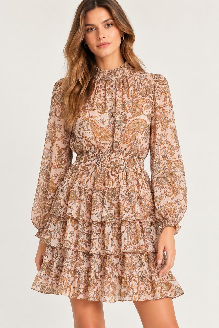 Halogen Floral Paisley High Neck Mini Dress Size Medium